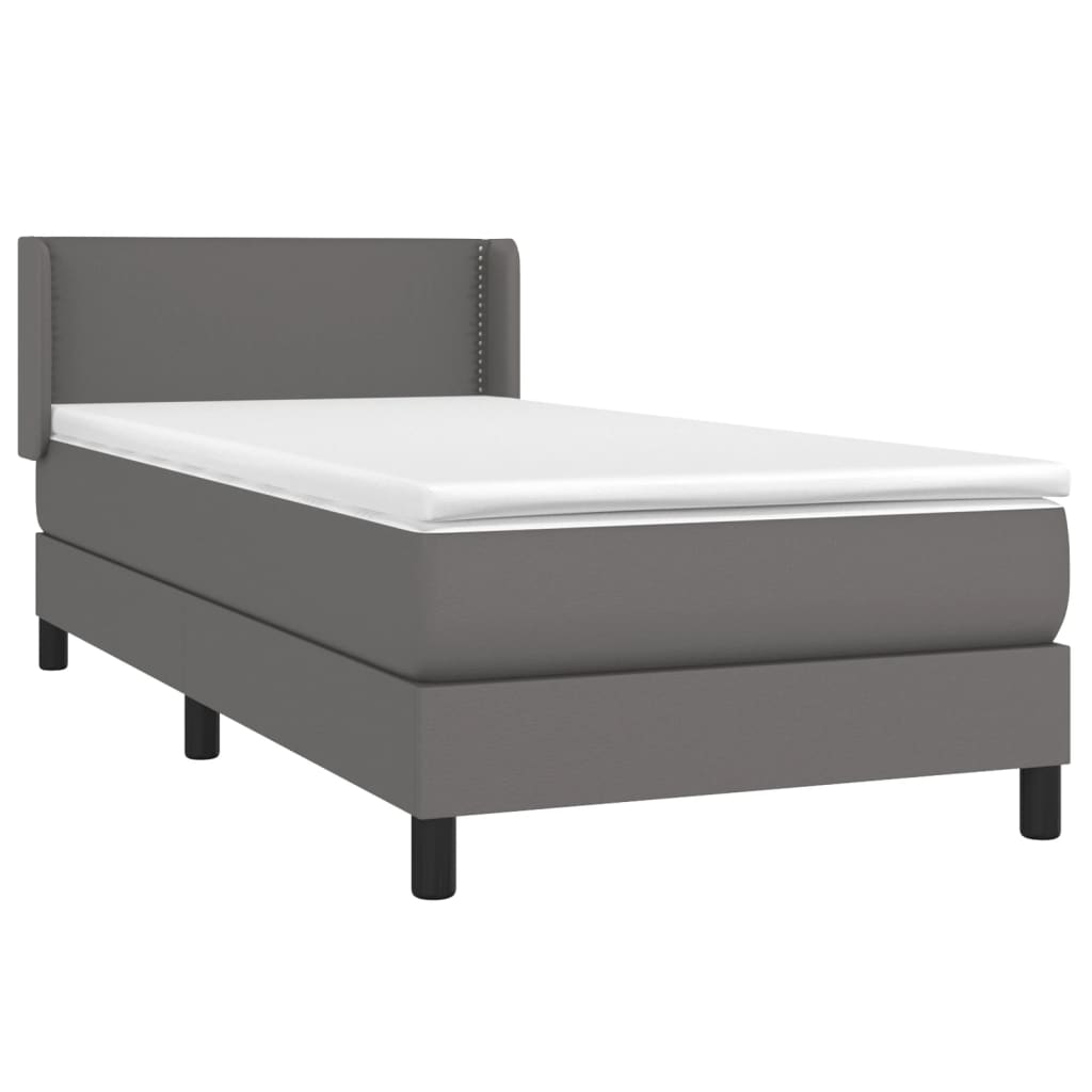 vidaXL Sommier à lattes de lit avec matelas Gris 80x200 cm Similicuir