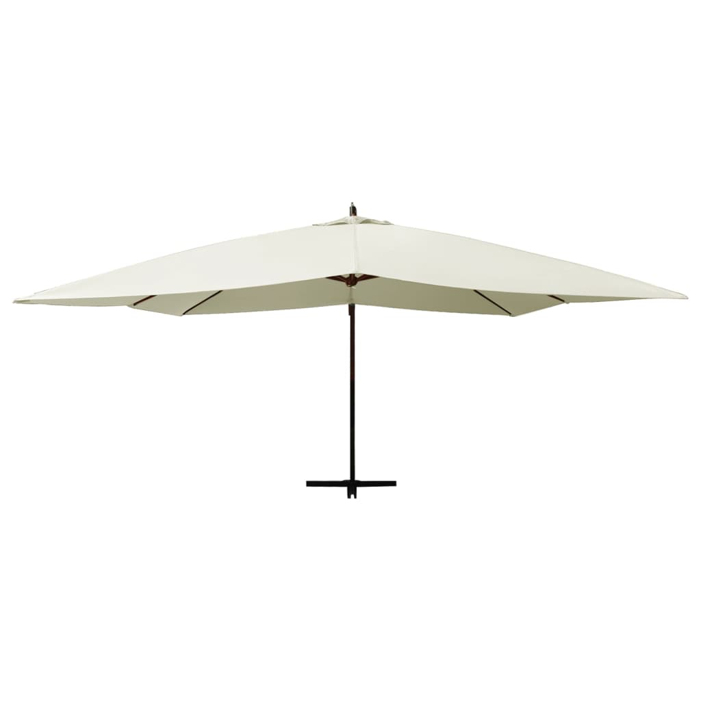 vidaXL Parasol de jardin en porte-à-faux avec mât en bois blanc sable