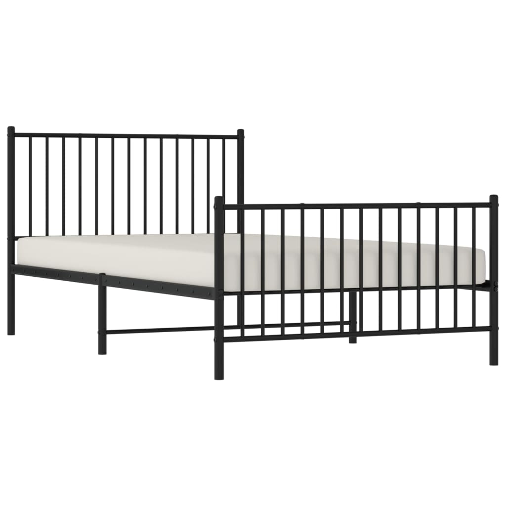 vidaXL Cadre de lit métal sans matelas avec pied de lit noir 107x203cm