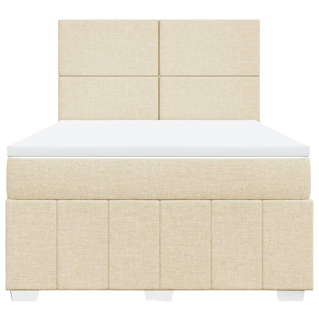 vidaXL Sommier à lattes de lit avec matelas Crème 160x200 cm Tissu