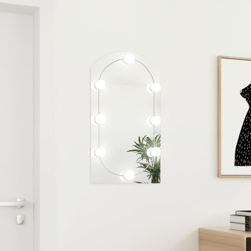 vidaXL Miroir avec éclairage LED 70x40 cm Verre Arche