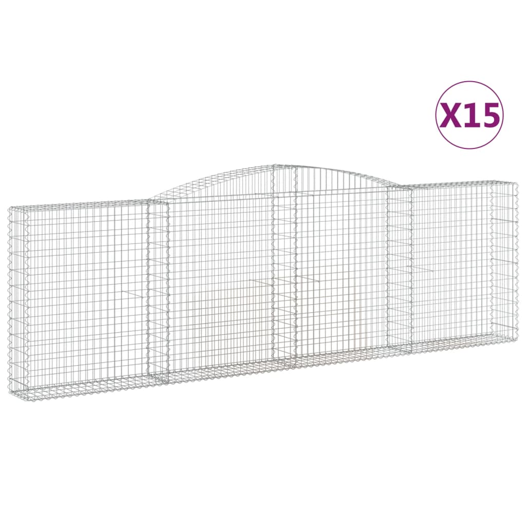 vidaXL Paniers à gabions arqués 15 pcs 400x30x120/140 cm Fer galvanisé