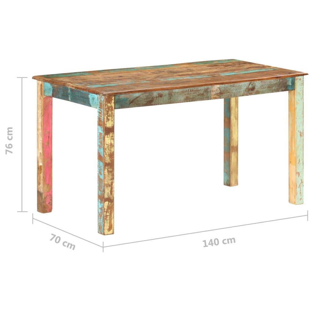 vidaXL Table de salle à manger Bois de récupération solide 140x70x76cm