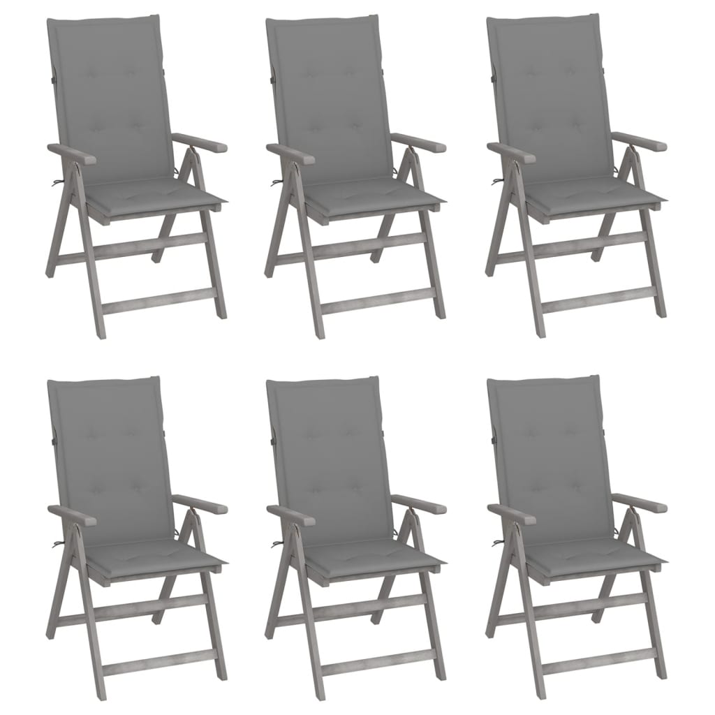 vidaXL Chaises inclinables de jardin lot de 6 et coussins bois acacia