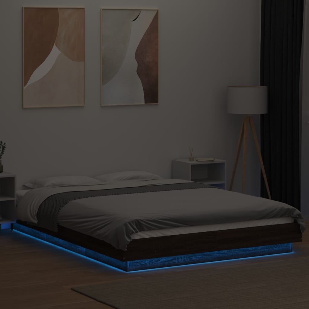 vidaXL Cadre de lit avec lumières LED sans matelas 140x200 cm