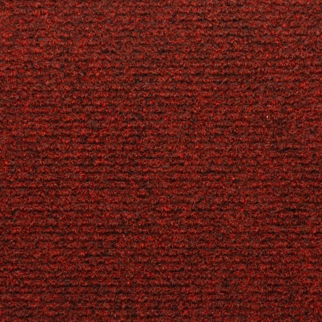 vidaXL Tapis d'escalier 15 pcs Tissu aiguilleté 65x21x4 cm Rouge