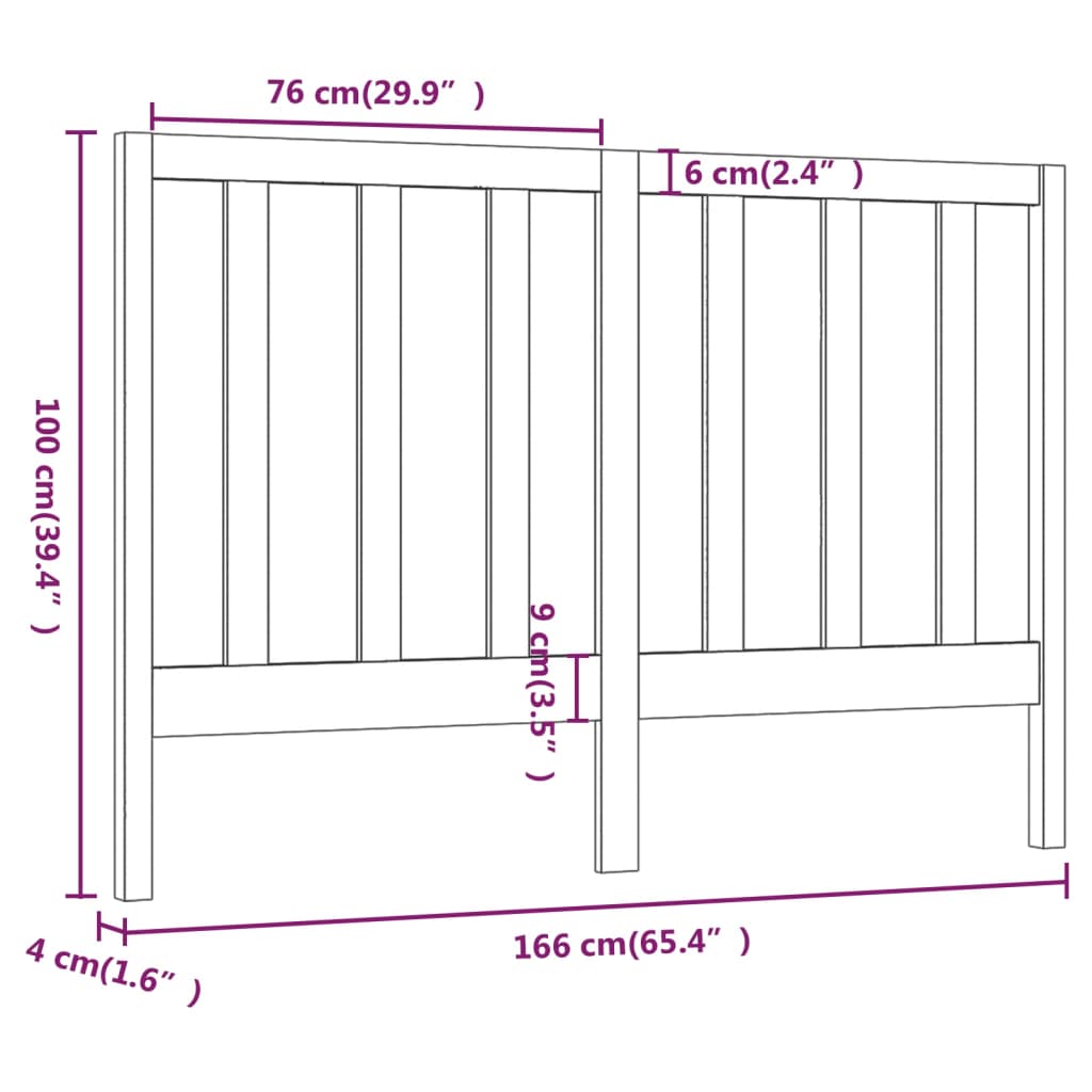 vidaXL Tête de lit Marron miel 166x4x100 cm Bois massif de pin