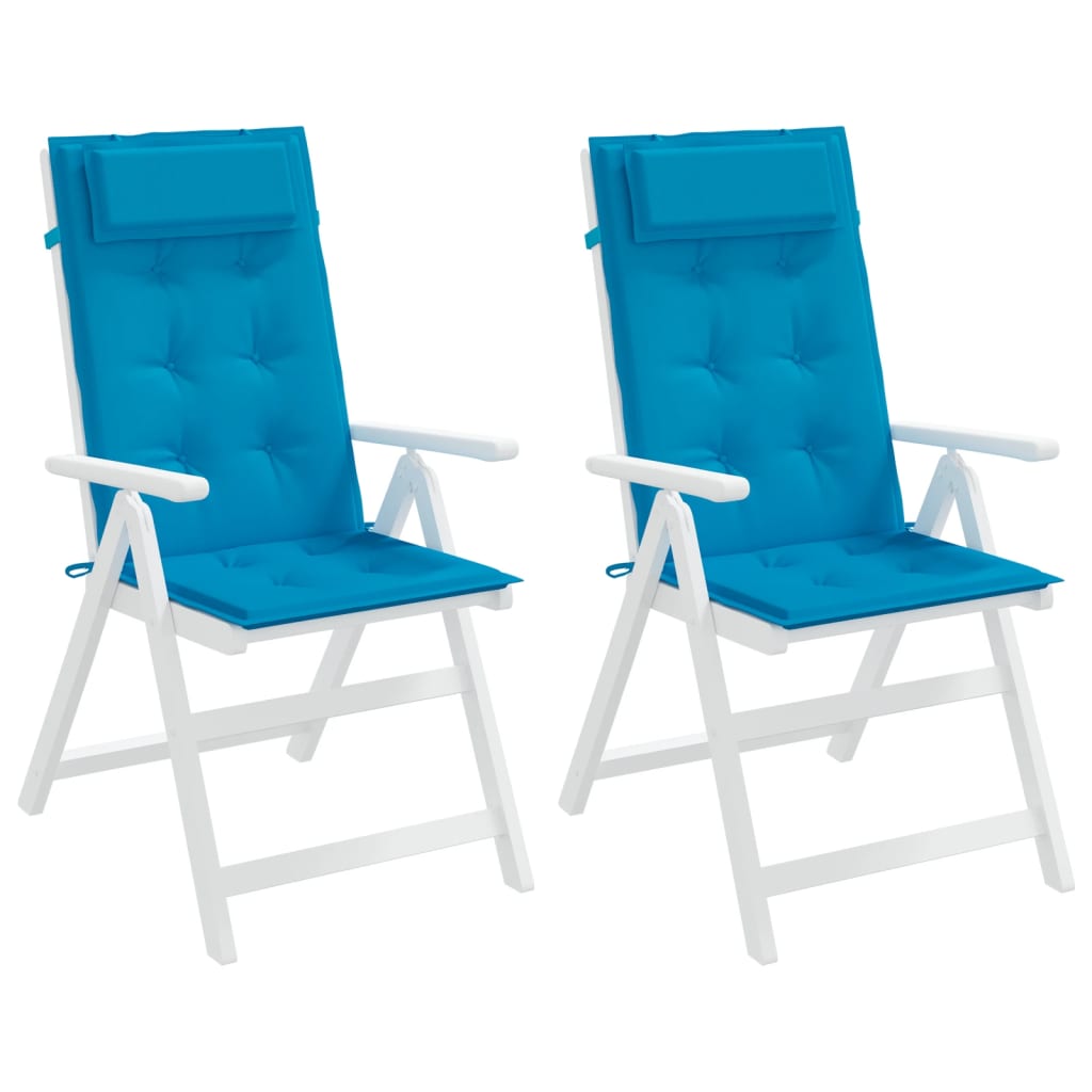 vidaXL Coussins de chaise à dossier haut lot de 2 bleu clair