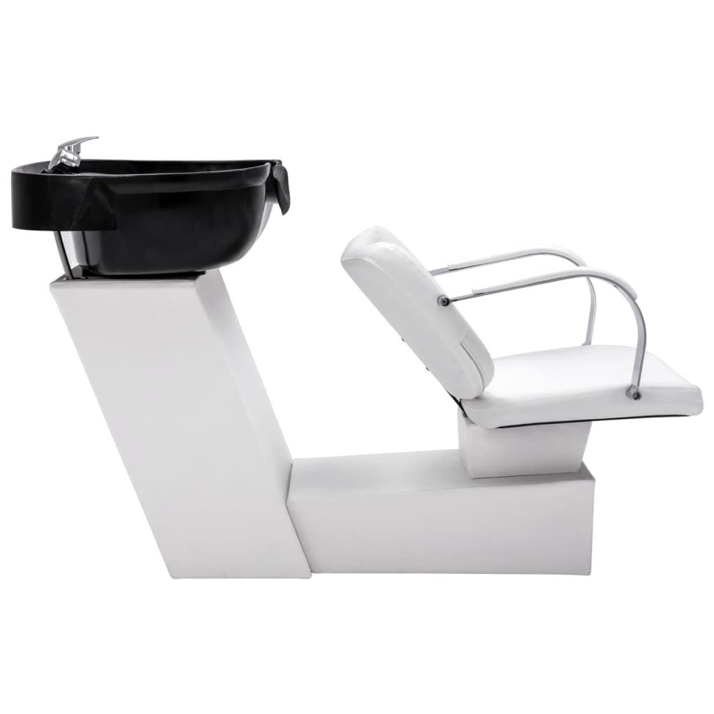 vidaXL Chaise de salon et lavabo Blanc et noir 137x59x82 cm Similicuir