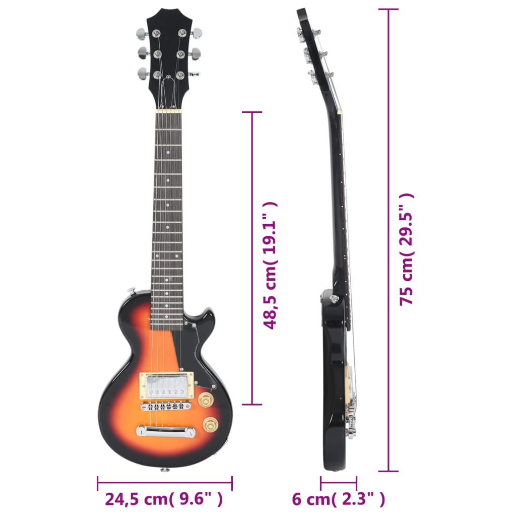 vidaXL Guitare électrique pour enfants et sac marron et noir 3/4 30"