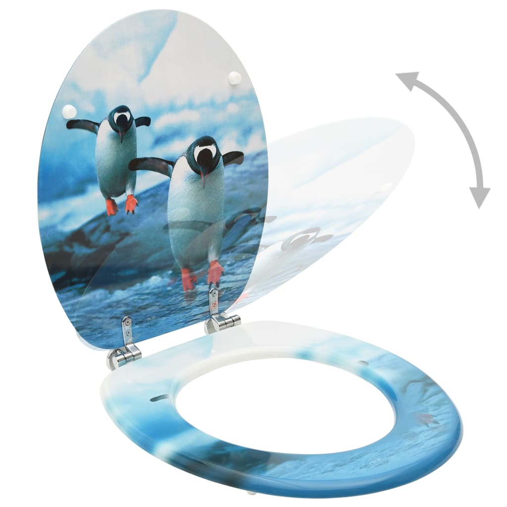 vidaXL Sièges de toilette avec couvercle 2 pcs MDF Design de pingouins