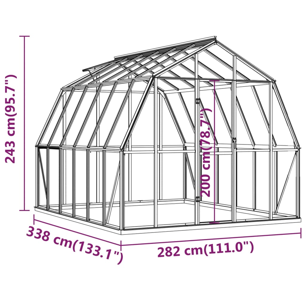 vidaXL Serre avec cadre de base Anthracite 9,53 m² Aluminium
