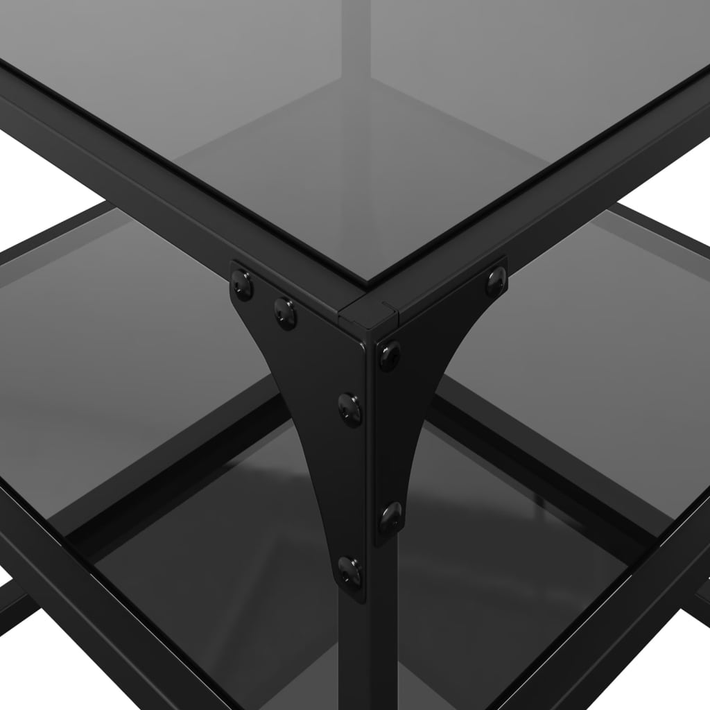 vidaXL Tables basses avec dessus en verre noir 2 pcs 40x40x45 cm acier