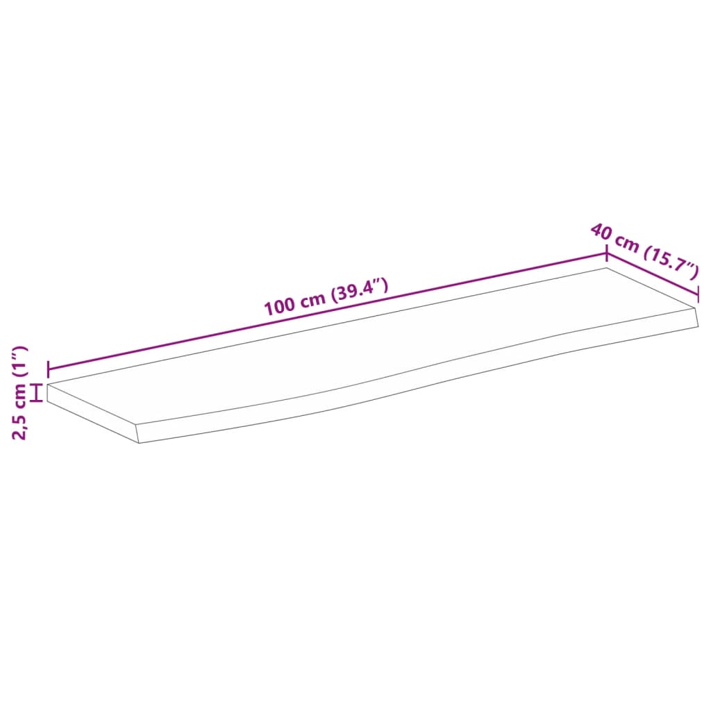 vidaXL Dessus de table à bord vivant 100x40x2,5cm bois massif manguier