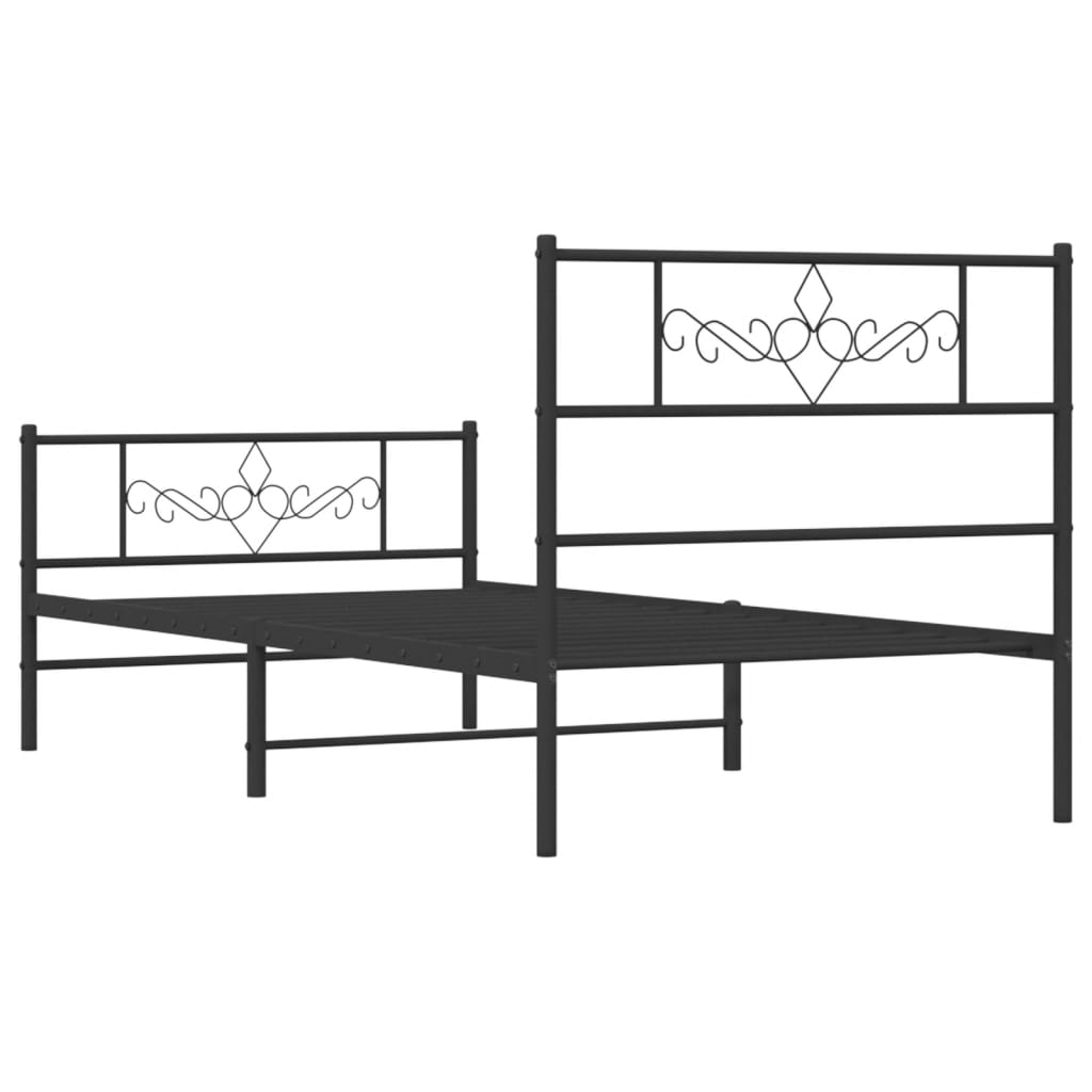 vidaXL Cadre de lit métal sans matelas avec pied de lit noir 100x190cm