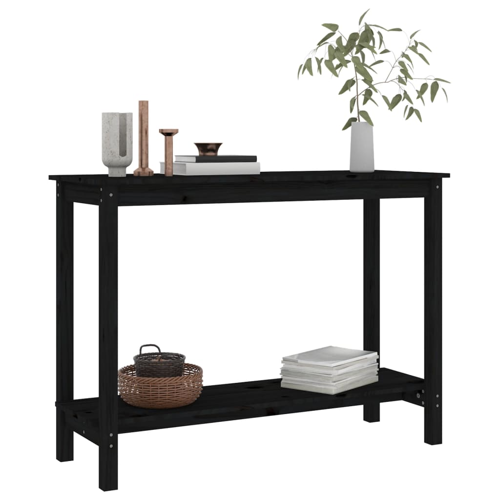 vidaXL Table console Noir 110x40x80 cm Bois massif de pin