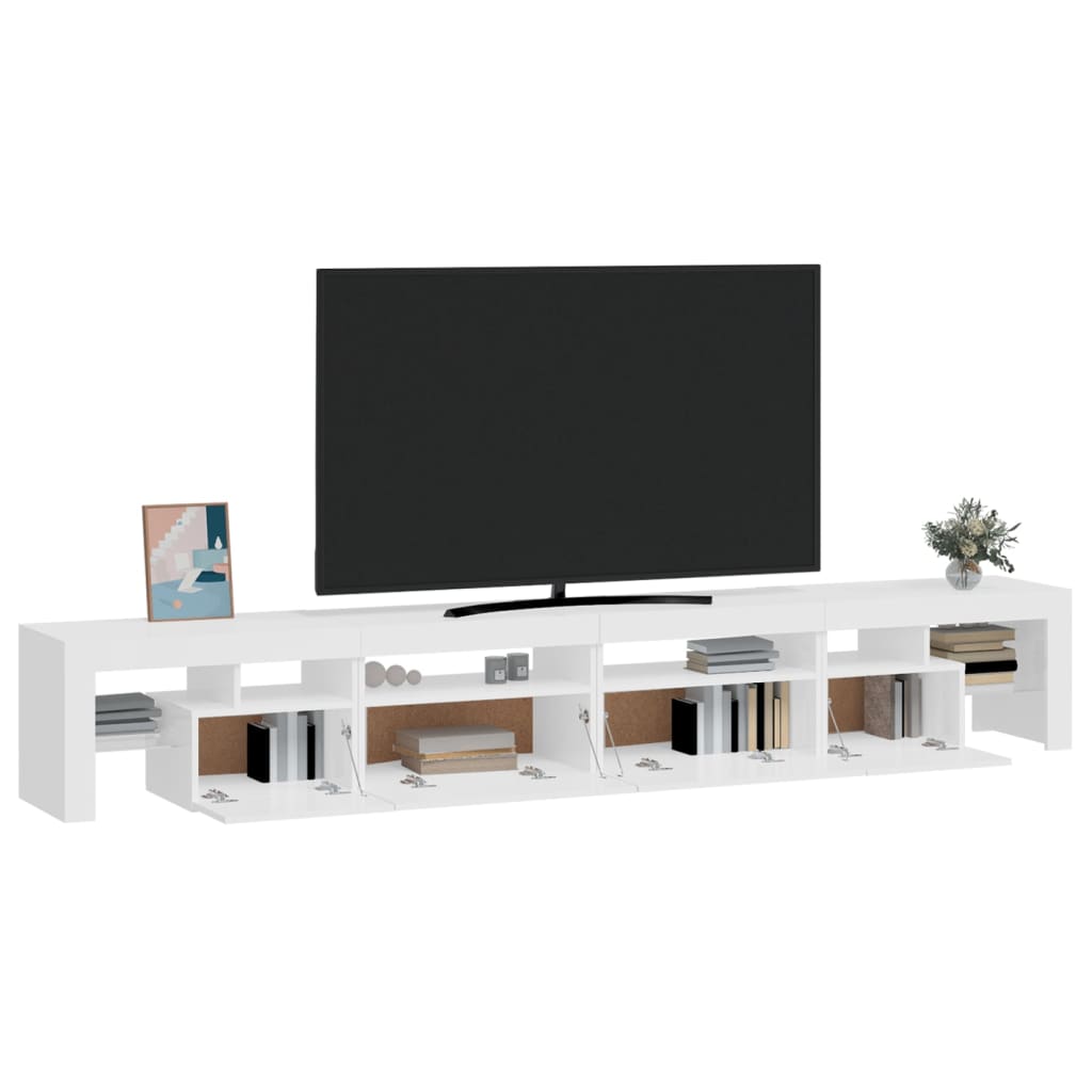 vidaXL Meuble TV avec lumières LED Blanc brillant 260x36,5x40 cm