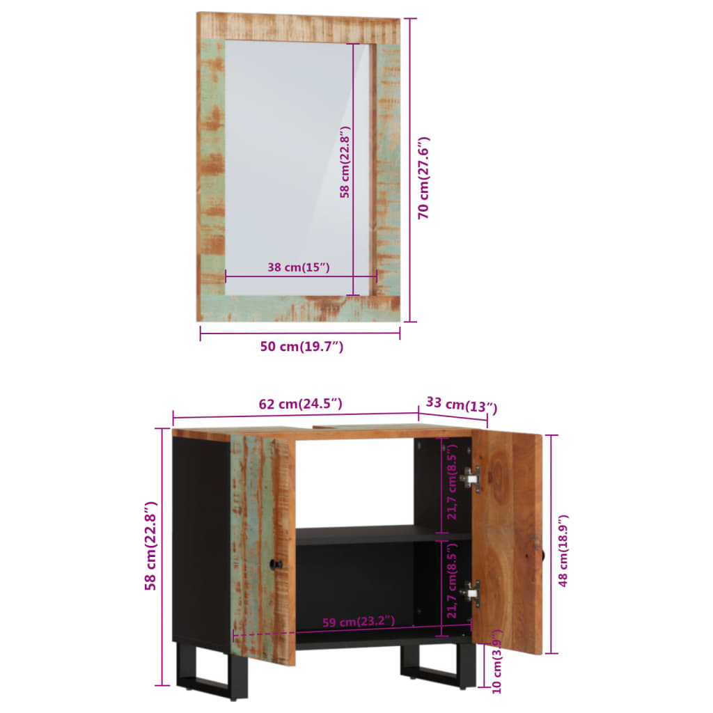 vidaXL Ensemble de meubles de salle de bain 2 pcs bois massif récupéré