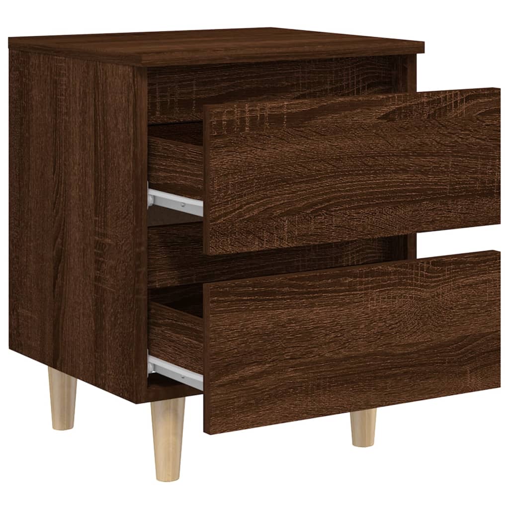 vidaXL Table de chevet avec pieds en bois Chêne marron 40x35x50 cm