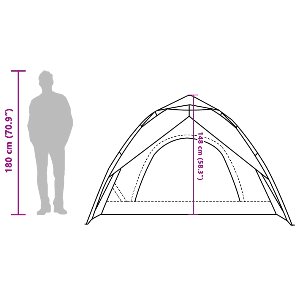 vidaXL Tente de camping à dôme 3 personnes libération rapide