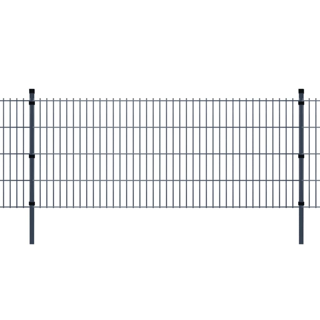 vidaXL Panneau de clôture 2D de jardin avec poteaux 2008x830mm 2m Gris
