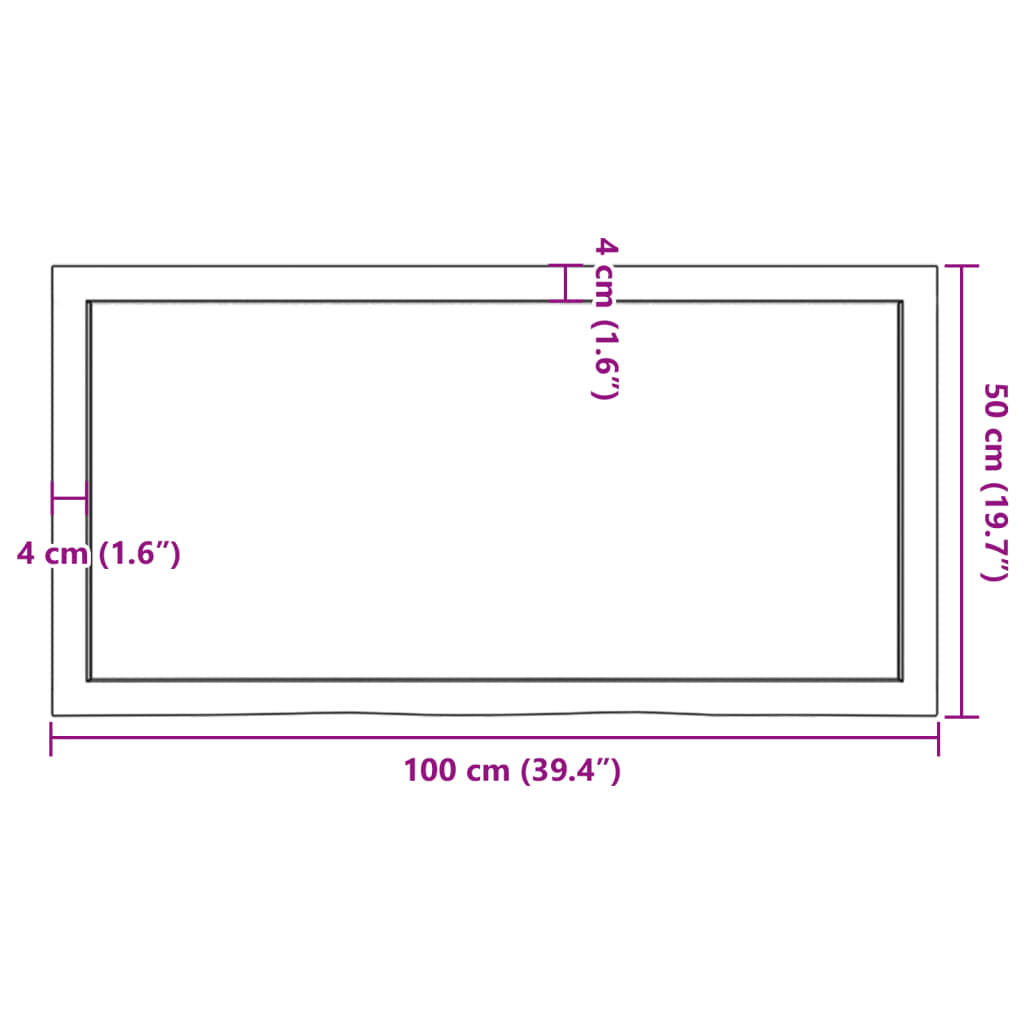 vidaXL Dessus de table 100x50x(2-6) cm bois de chêne massif non traité