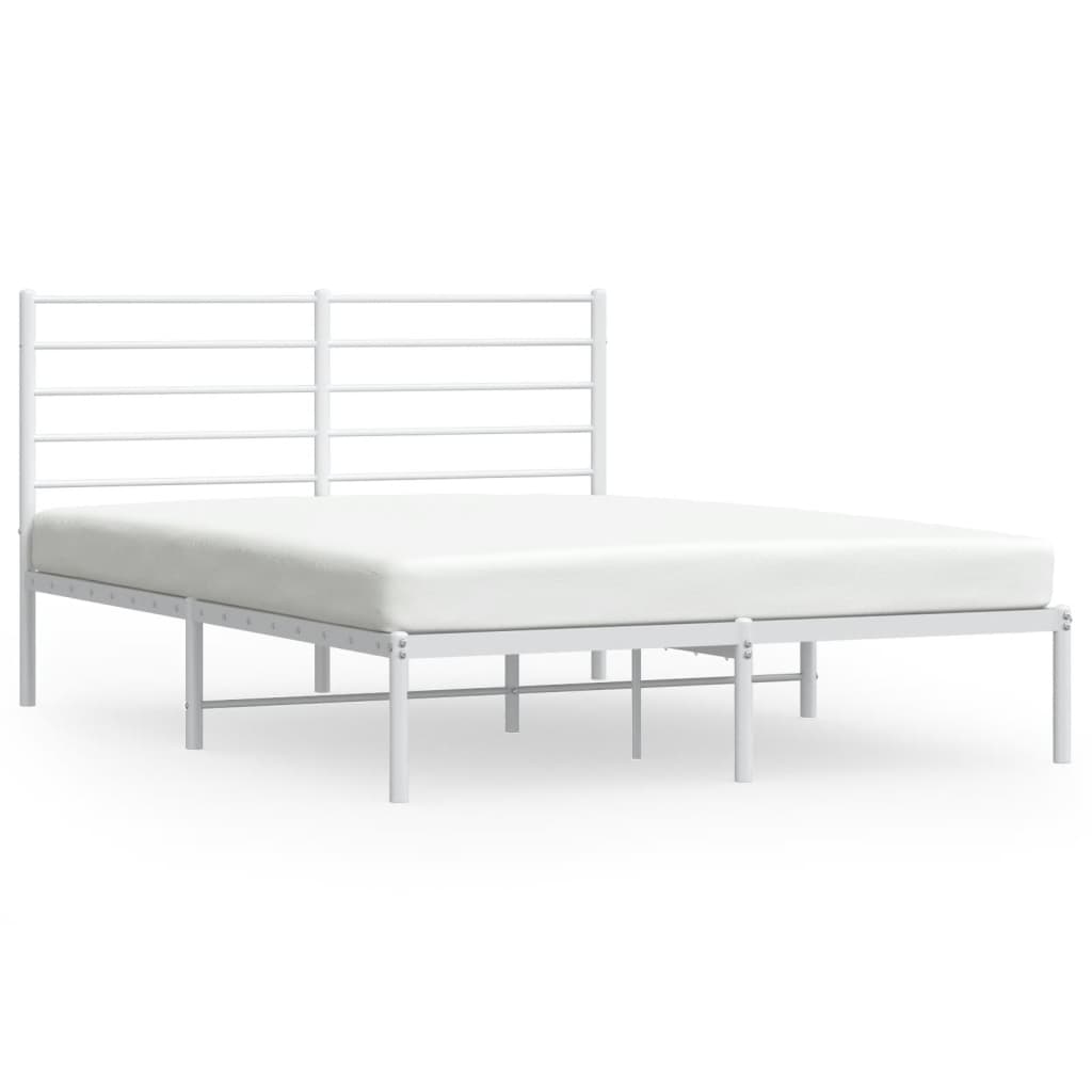 vidaXL Cadre de lit métal sans matelas et tête de lit blanc 150x200 cm