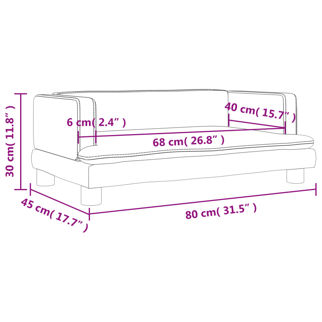 vidaXL Canapé pour enfants crème 80x45x30 cm similicuir