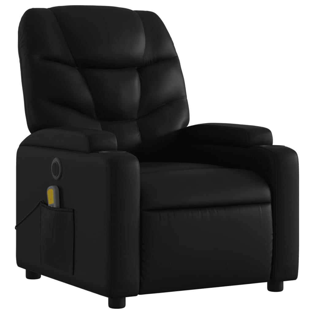 vidaXL Fauteuil de massage inclinable électrique noir similicuir