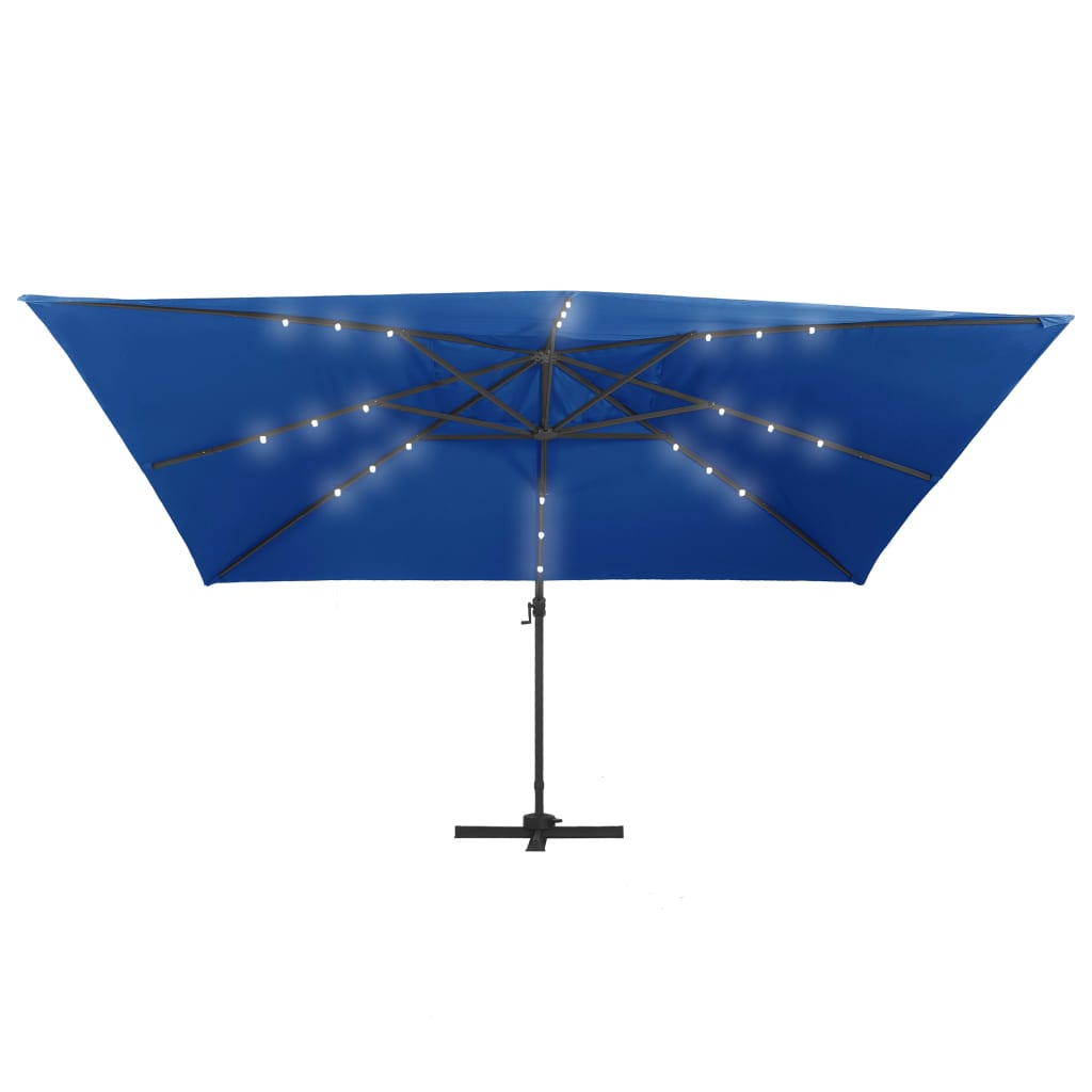 vidaXL Parasol de jardin en porte-à-faux lumières LED mât en aluminium