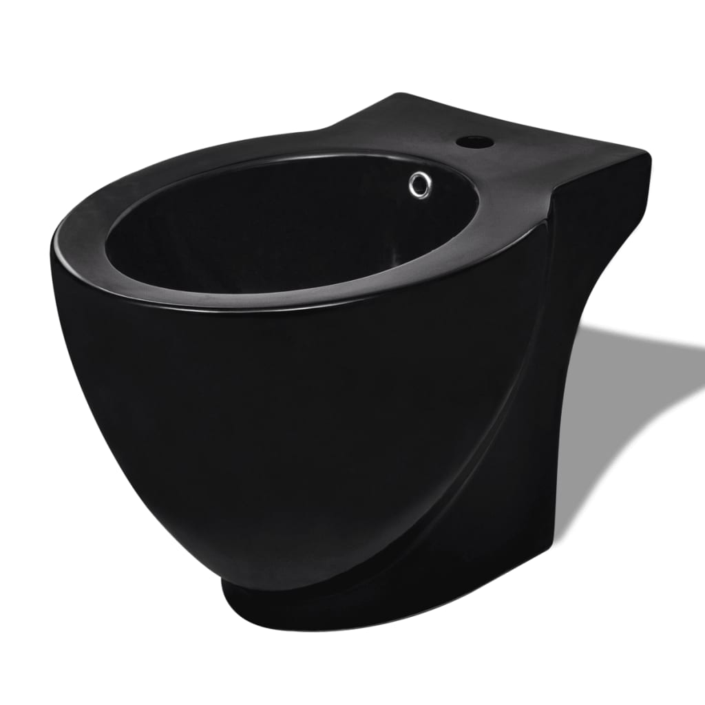 vidaXL Ensemble de toilette et bidet Céramique Noir