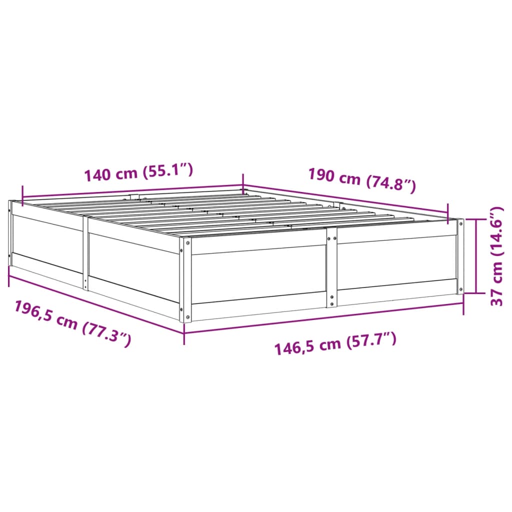 vidaXL Cadre de lit sans matelas 140x190 cm bois de pin massif