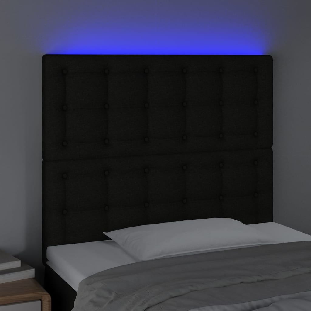 vidaXL Tête de lit à LED Noir 90x5x118/128 cm Tissu