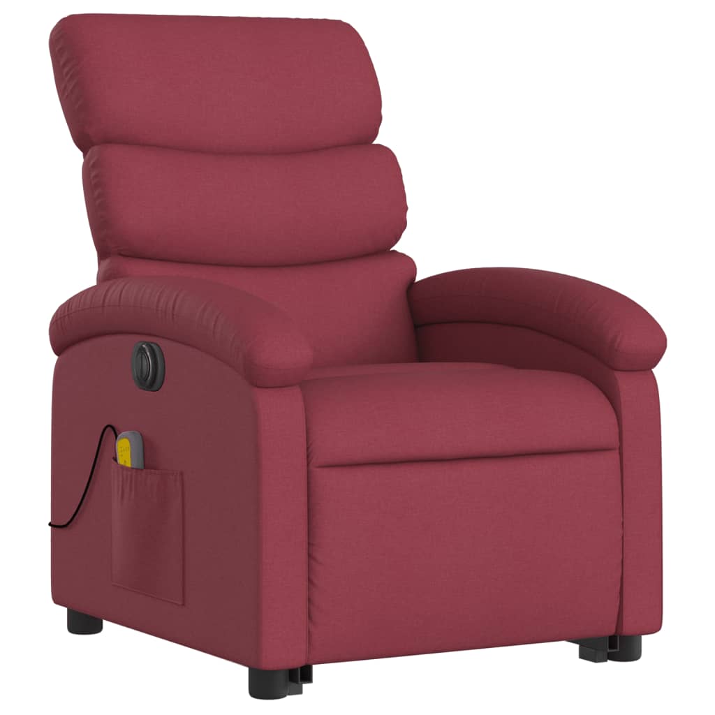 vidaXL Fauteuil inclinable de massage électrique Rouge bordeaux Tissu