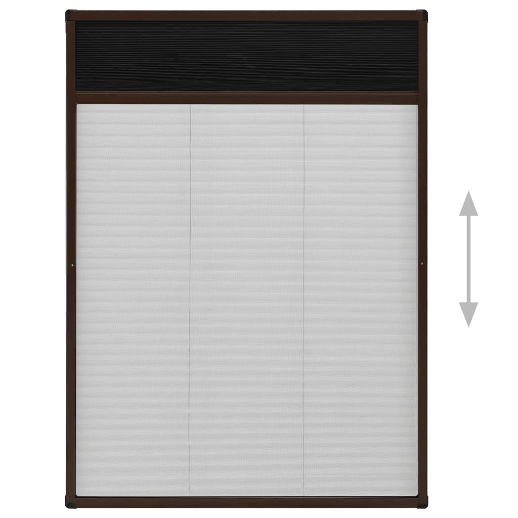 vidaXL Moustiquaire plissée pour fenêtre Aluminium Marron 80x120 cm