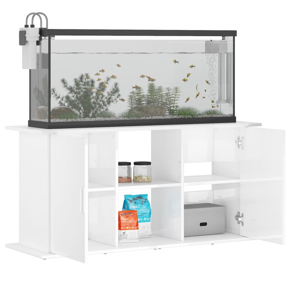 vidaXL Support d'aquarium blanc brillant 121x41x58cm bois d'ingénierie