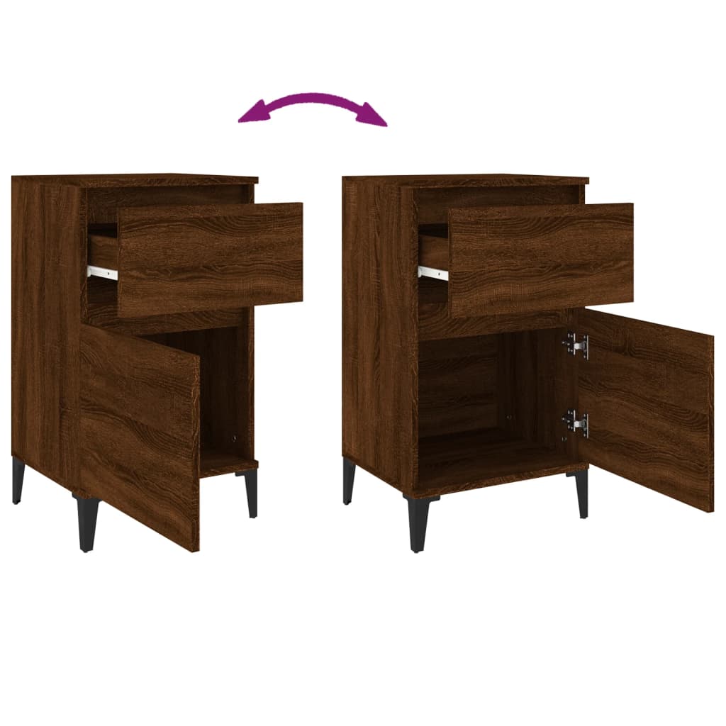 vidaXL Tables de chevet 2 pcs chêne marron 40x35x70 cm