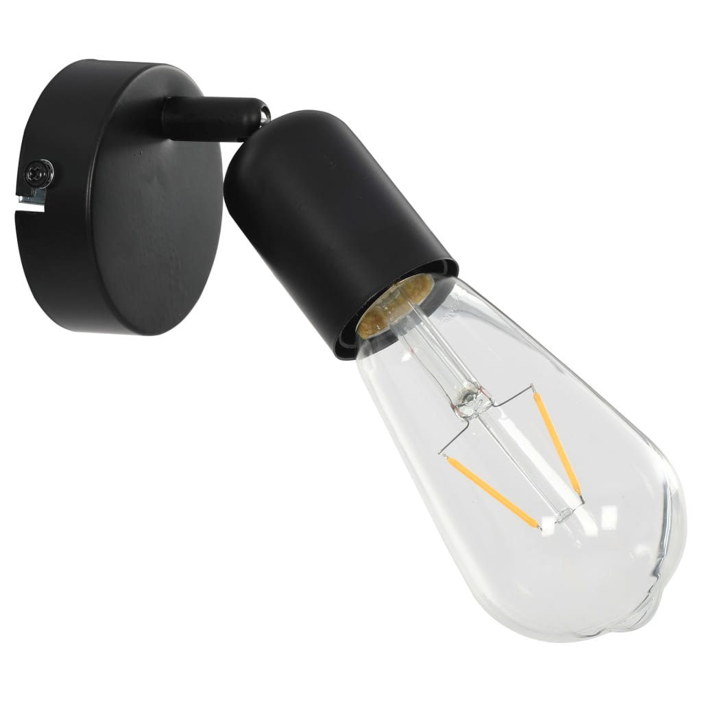 vidaXL Projecteur 2 pcs avec ampoules à filament 2W Noir E27