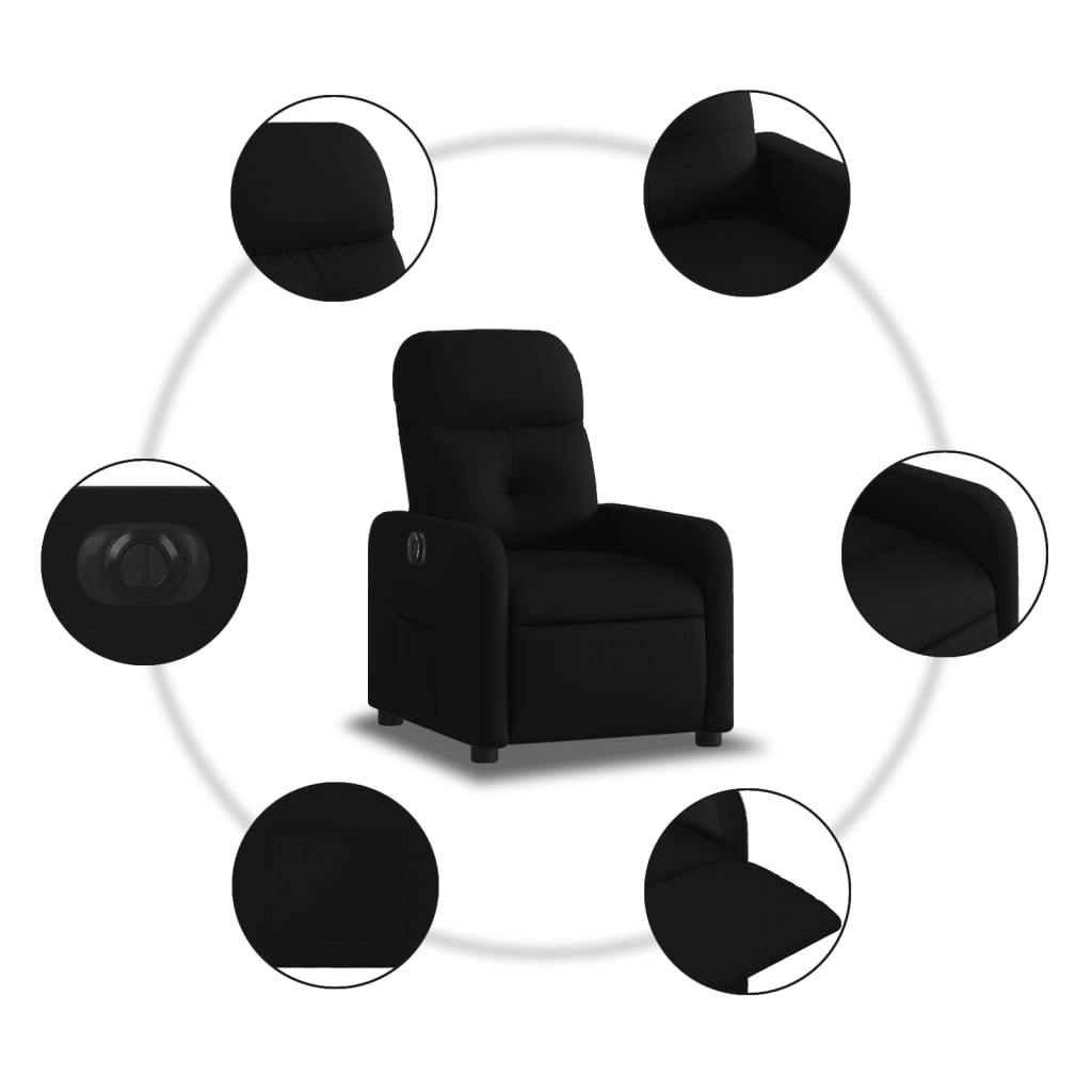 vidaXL Fauteuil inclinable électrique Noir Tissu