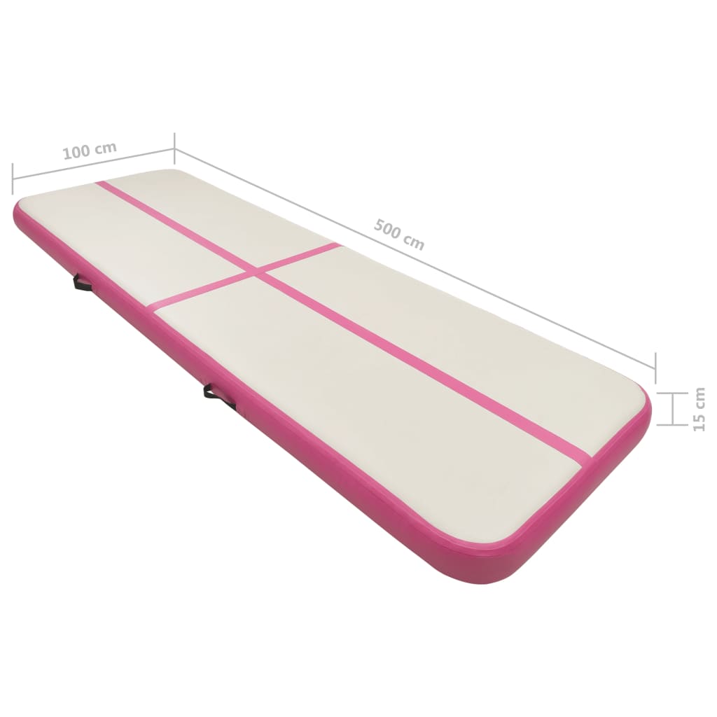 vidaXL Tapis gonflable de gymnastique avec pompe 500x100x15cm PVC Rose