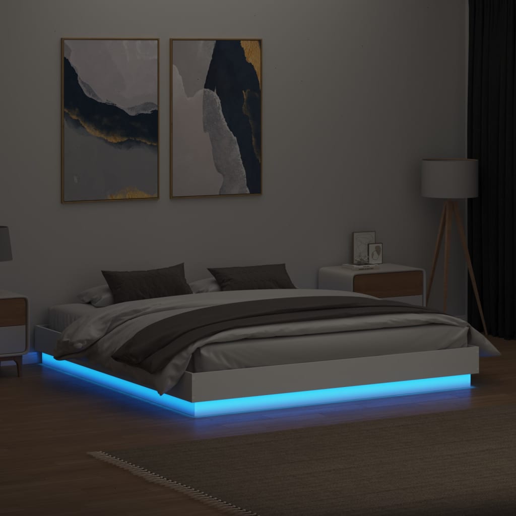 vidaXL Cadre de lit avec LED sans matelas blanc 200x200 cm