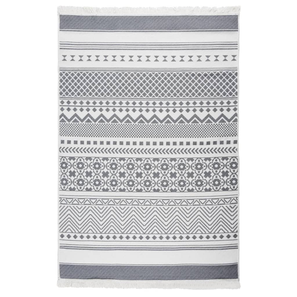 vidaXL Tapis Gris et blanc 160x230 cm Coton