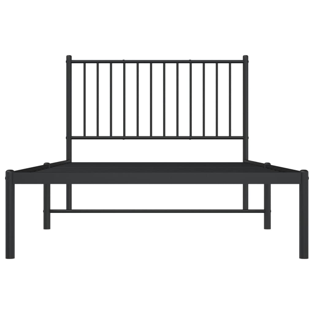 vidaXL Cadre de lit métal sans matelas avec tête de lit noir 100x190cm