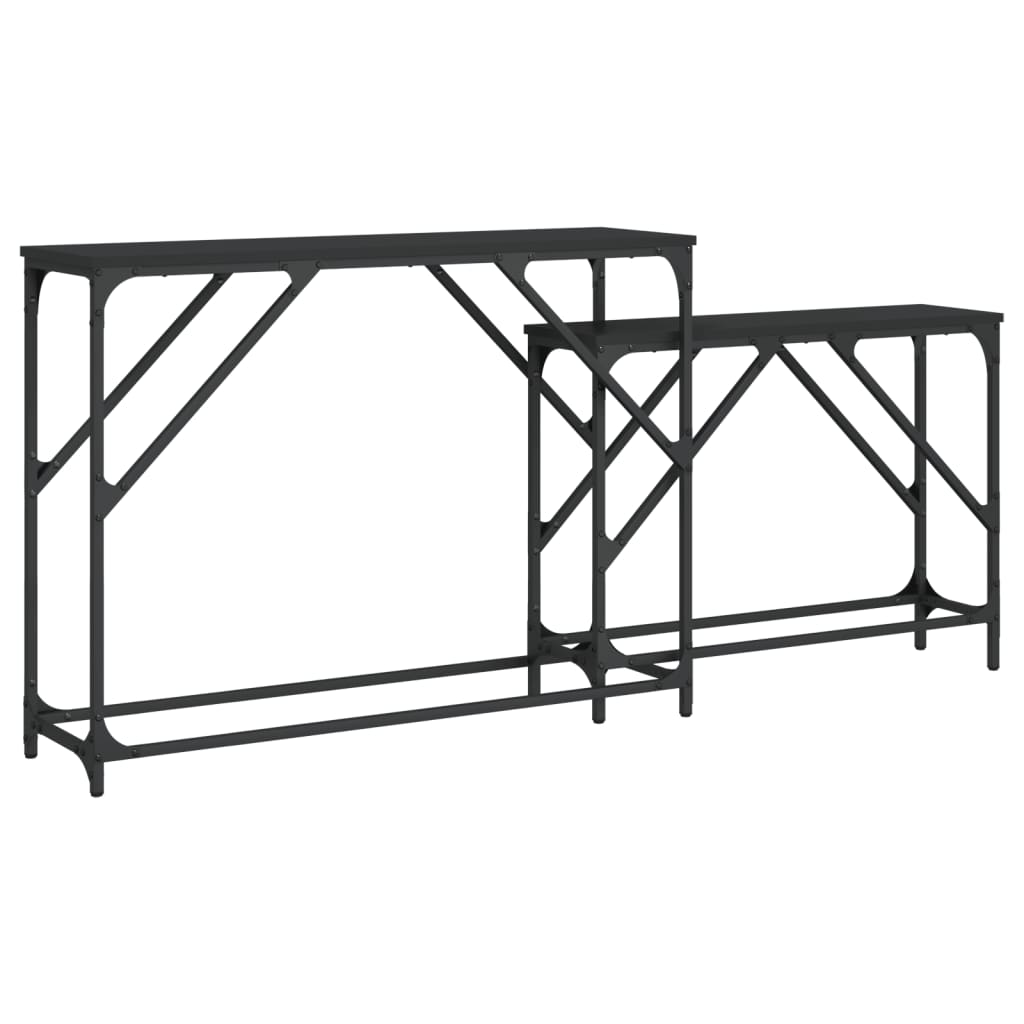 vidaXL Tables console gigognes 2 pcs noir bois d'ingénierie