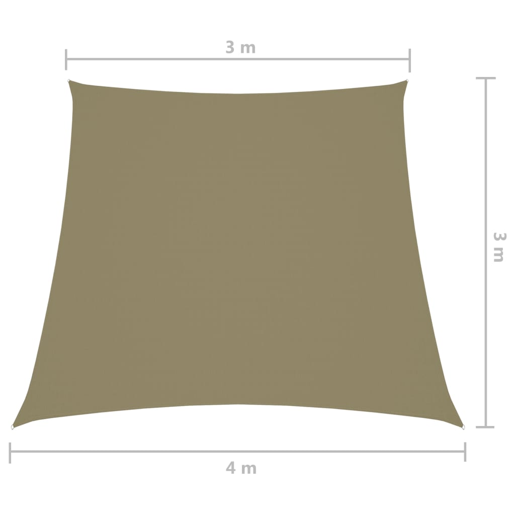 vidaXL Voile de parasol Tissu Oxford trapèze 3/4x3 m Beige