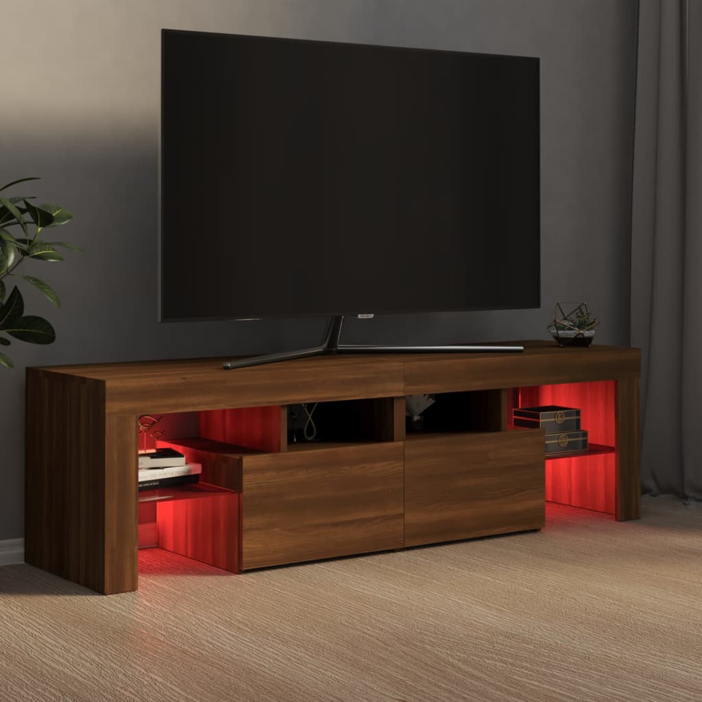 vidaXL Meuble TV avec lumières LED Chêne marron 140x36,5x40 cm