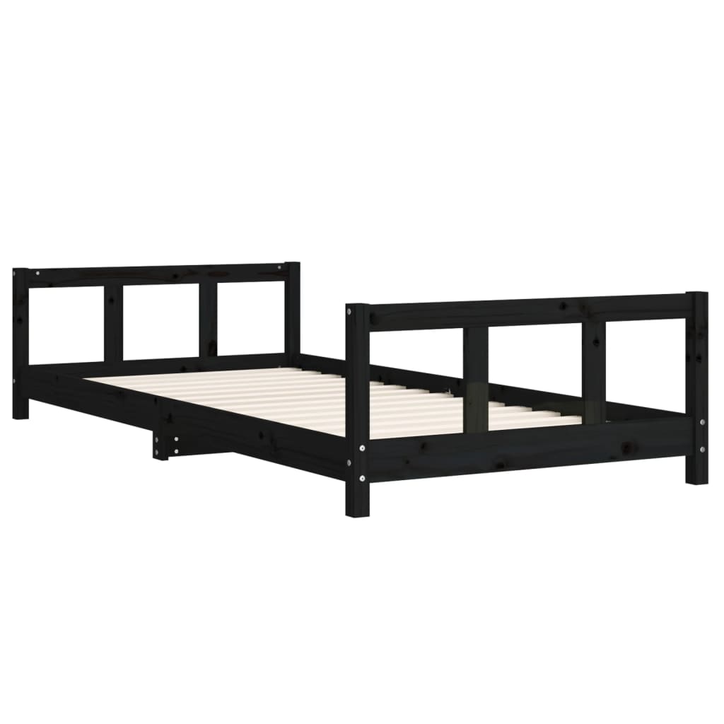 vidaXL Cadre de lit pour enfants noir 90x200 cm bois de pin massif