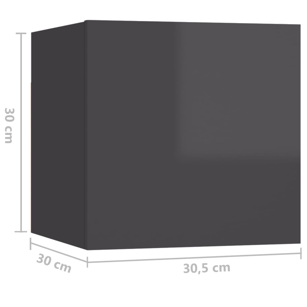 vidaXL Table de chevet Gris brillant 30,5x30x30 cm Aggloméré