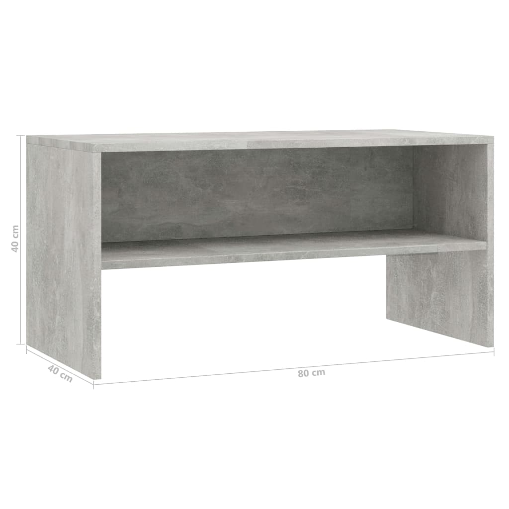 vidaXL Meuble TV Gris béton 80x40x40 cm Bois d'ingénierie