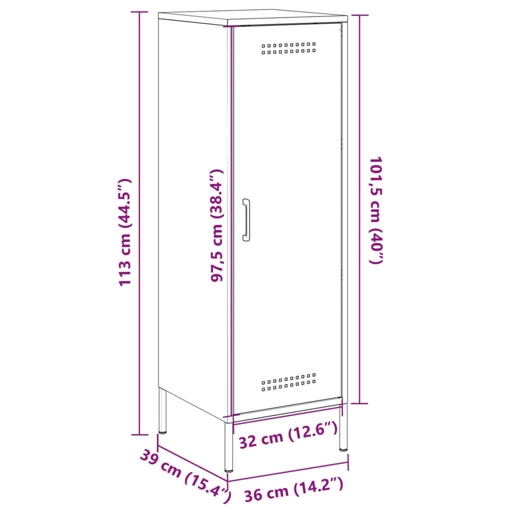 vidaXL Buffet haut blanc 36x39x113 cm acier